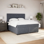 Giroletto a Molle con Materasso Grigio Scuro 200x200 cm Velluto