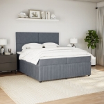 Giroletto a Molle con Materasso Grigio Scuro 200x200 cm Velluto