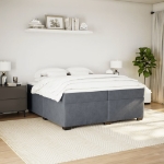 Giroletto a Molle con Materasso Grigio Scuro 200x200 cm Velluto