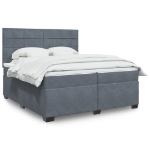 Giroletto a Molle con Materasso Grigio Scuro 200x200 cm Velluto