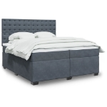 Giroletto a Molle con Materasso Grigio Scuro 200x200 cm Velluto