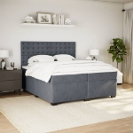 Giroletto a Molle con Materasso Grigio Scuro 200x200 cm Velluto