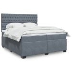 Giroletto a Molle con Materasso Grigio Scuro 200x200 cm Velluto