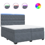 Giroletto a Molle con Materasso Grigio Scuro 200x200 cm Velluto