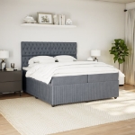 Giroletto a Molle con Materasso Grigio Scuro 200x200 cm Velluto