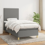 Giroletto a Molle con Materasso Grigio Scuro 80x200 cm Tessuto