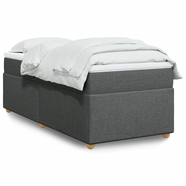 Giroletto a Molle con Materasso Grigio Scuro 80x200 cm Tessuto