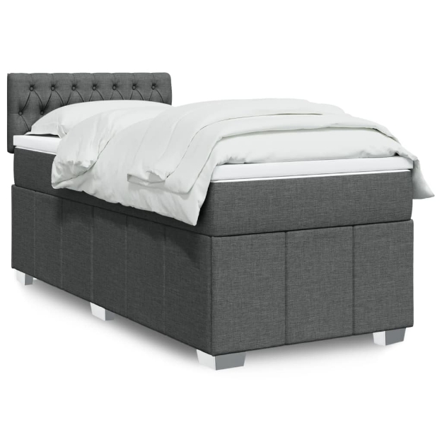 Giroletto a Molle con Materasso Grigio Scuro 80x200 cm Tessuto