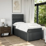 Giroletto a Molle con Materasso Grigio Scuro 80x200 cm Tessuto