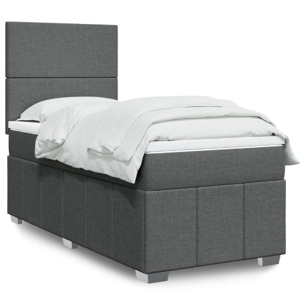 Giroletto a Molle con Materasso Grigio Scuro 80x200 cm Tessuto