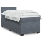 Giroletto a Molle con Materasso Grigio Scuro 80x200 cm Velluto
