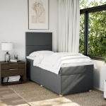 Giroletto a Molle con Materasso Grigio Scuro 90x190 cm Tessuto