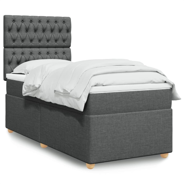 Giroletto a Molle con Materasso Grigio Scuro 90x190 cm Tessuto