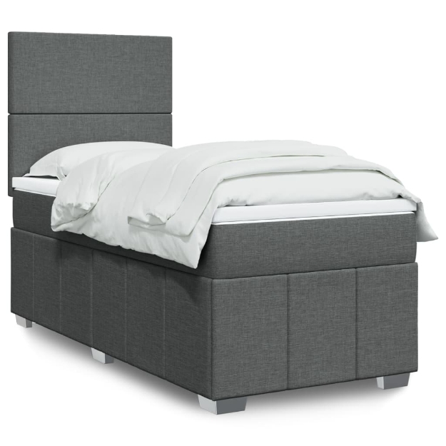 Giroletto a Molle con Materasso Grigio Scuro 90x190 cm Tessuto