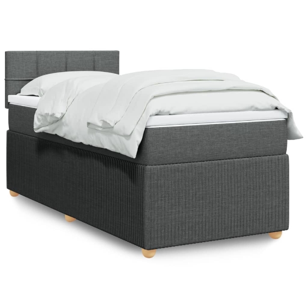 Giroletto a Molle con Materasso Grigio Scuro 90x190 cm Tessuto