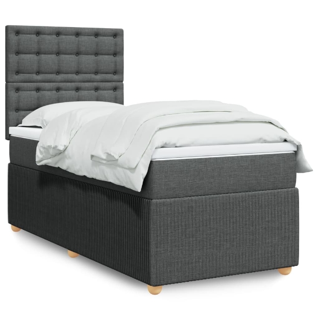 Giroletto a Molle con Materasso Grigio Scuro 90x190 cm Tessuto