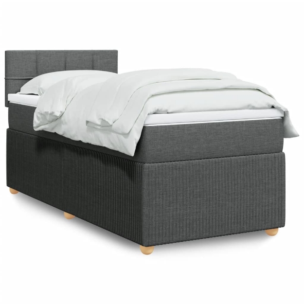 Giroletto a Molle con Materasso Grigio Scuro 90x190 cm Tessuto