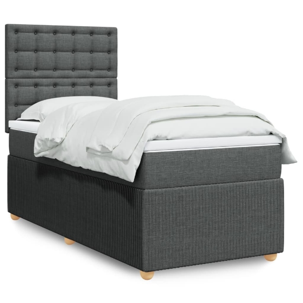Giroletto a Molle con Materasso Grigio Scuro 90x190 cm Tessuto