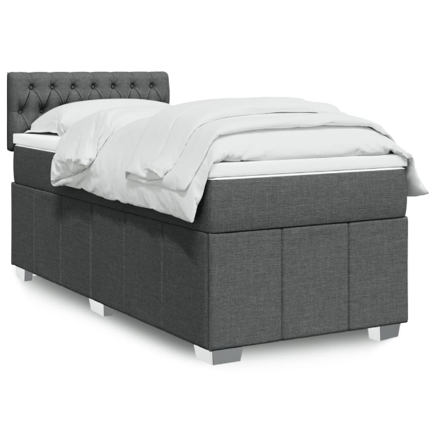 Giroletto a Molle con Materasso Grigio Scuro 90x190 cm Tessuto