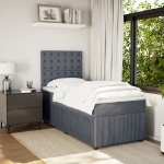Giroletto a Molle con Materasso Grigio Scuro 90x190 cm Velluto