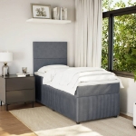 Giroletto a Molle con Materasso Grigio Scuro 90x190 cm Velluto