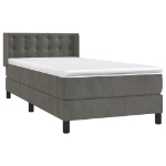 Giroletto a Molle con Materasso Grigio Scuro 90x190 cm Velluto
