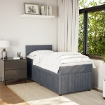 Giroletto a Molle con Materasso Grigio Scuro 90x190 cm Velluto