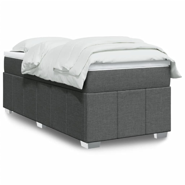 Giroletto a Molle con Materasso Grigio Scuro 90x200 cm Tessuto