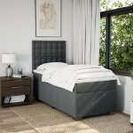 Giroletto a Molle con Materasso Grigio Scuro 90x200 cm Tessuto