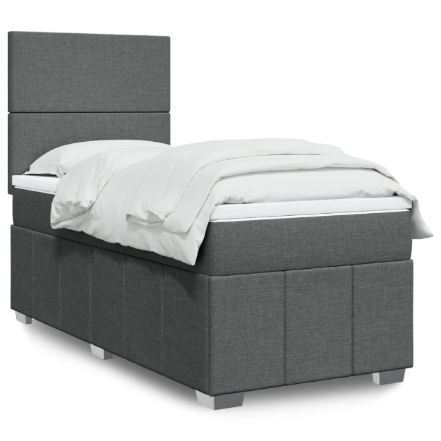 Giroletto a Molle con Materasso Grigio Scuro 90x200 cm Tessuto
