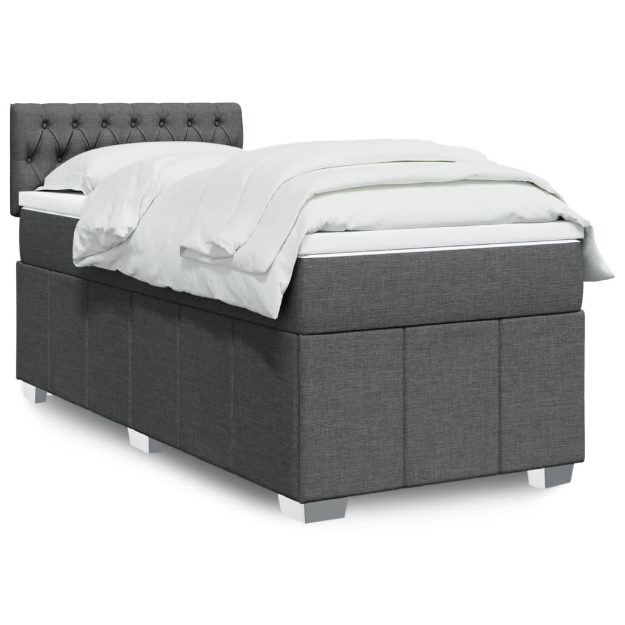 Giroletto a Molle con Materasso Grigio Scuro 90x200 cm Tessuto