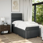 Giroletto a Molle con Materasso Grigio Scuro 90x200 cm Tessuto
