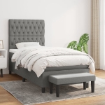 Giroletto a Molle con Materasso Grigio Scuro 90x200 cm Tessuto