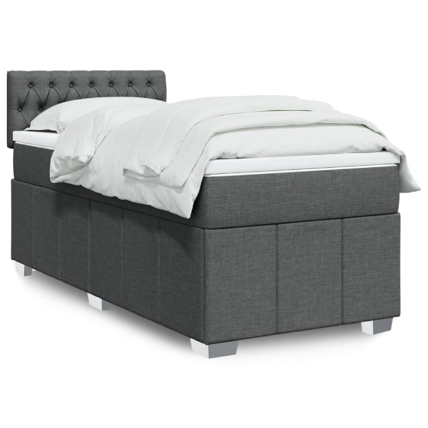 Giroletto a Molle con Materasso Grigio Scuro 90x200 cm Tessuto