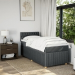 Giroletto a Molle con Materasso Grigio Scuro 90x200 cm Tessuto