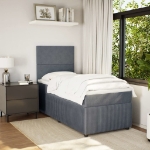 Giroletto a Molle con Materasso Grigio Scuro 90x200 cm Velluto