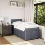 Giroletto a Molle con Materasso Grigio Scuro 90x200 cm Velluto
