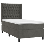 Giroletto a Molle con Materasso Grigio Scuro 90x200 cm Velluto