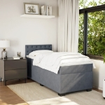 Giroletto a Molle con Materasso Grigio Scuro 90x200 cm Velluto