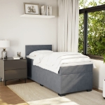 Giroletto a Molle con Materasso Grigio Scuro 90x200 cm Velluto