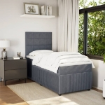 Giroletto a Molle con Materasso Grigio Scuro 90x200 cm Velluto