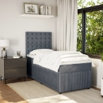 Giroletto a Molle con Materasso Grigio Scuro 90x200 cm Velluto