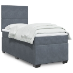 Giroletto a Molle con Materasso Grigio Scuro 90x200 cm Velluto