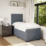 Giroletto a Molle con Materasso Grigio Scuro 90x200 cm Velluto