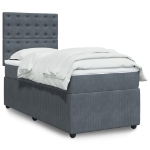 Giroletto a Molle con Materasso Grigio Scuro 90x200 cm Velluto