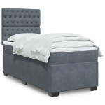 Giroletto a Molle con Materasso Grigio Scuro 90x200 cm Velluto