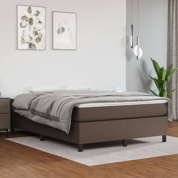 Giroletto a Molle con Materasso Marrone 140x190cm in Similpelle