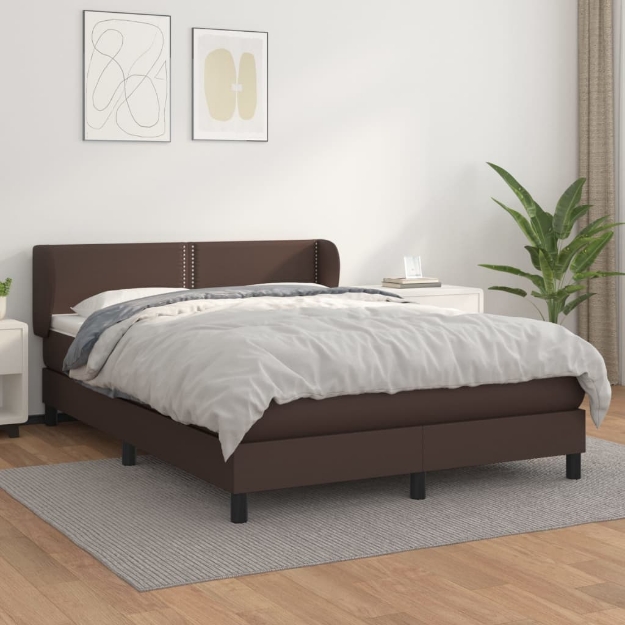 Giroletto a Molle con Materasso Marrone 140x200cm in Similpelle