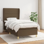Giroletto a Molle con Materasso Marrone Scuro 100x200cm Tessuto
