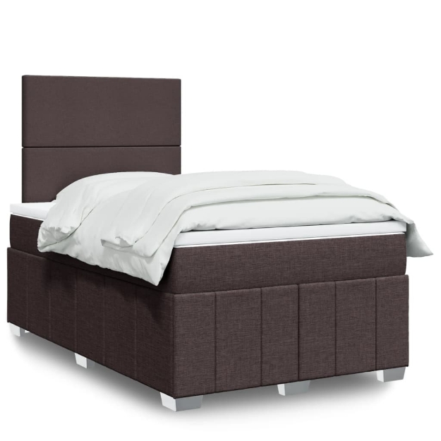 Giroletto a Molle con Materasso Marrone Scuro 120x200cm Tessuto